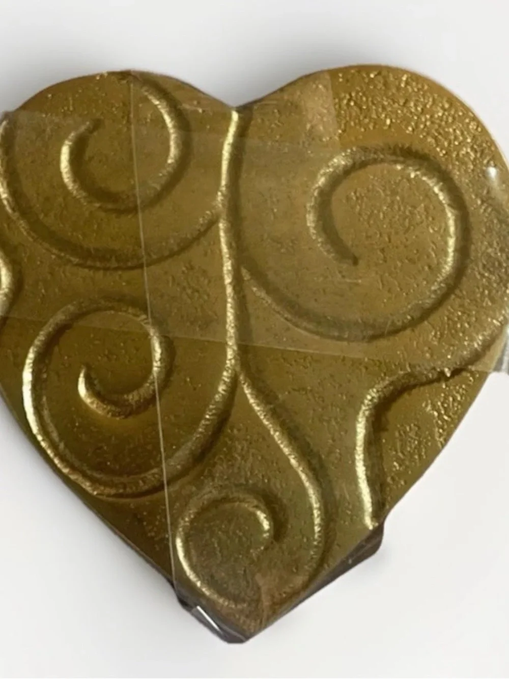 New-Gold Heart-Shaped Swirl Pattern Textured Coaster Set of 4 with Non-Slip Pads